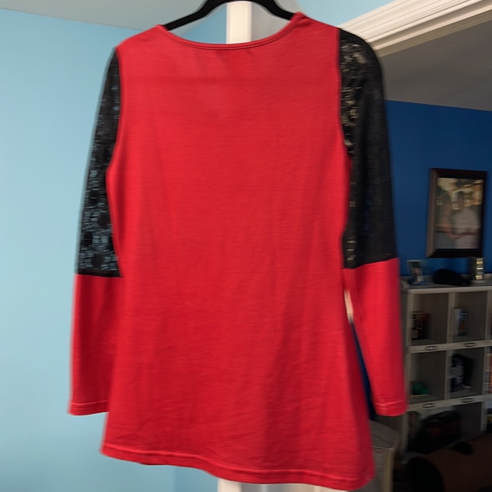 Pre-owned Red and Black Lace Leopard Print Women's Top - Picture 4 of 7